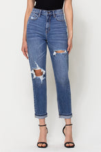 Load image into Gallery viewer, Hi Rise Distress Mom Jeans