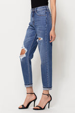 Load image into Gallery viewer, Hi Rise Distress Mom Jeans
