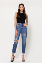 Load image into Gallery viewer, Hi Rise Distress Mom Jeans