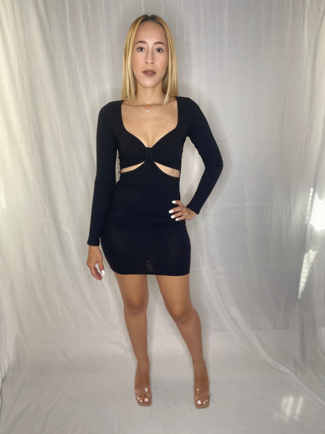 rib cutout dress Contrast Rib Cut Out Dress Clothesline Clothing Co