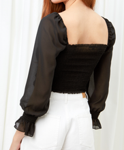 Load image into Gallery viewer, Long Sleeve Smock Crop Top
