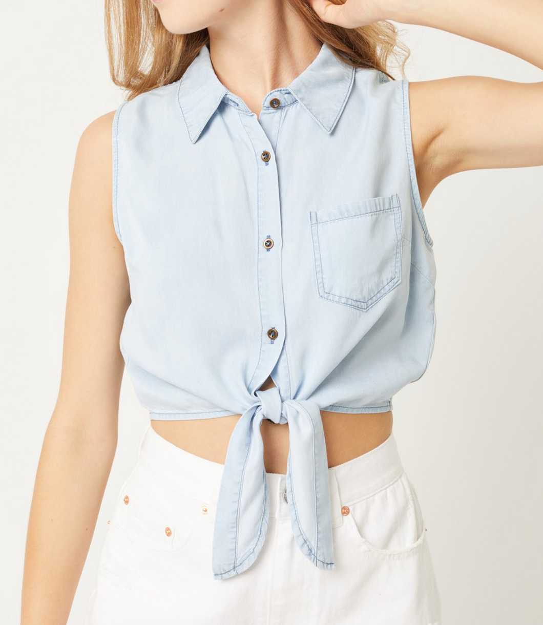 Button Tie Front Top