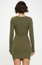 Load image into Gallery viewer, Rib Long Sleeve Cut Out Dress
